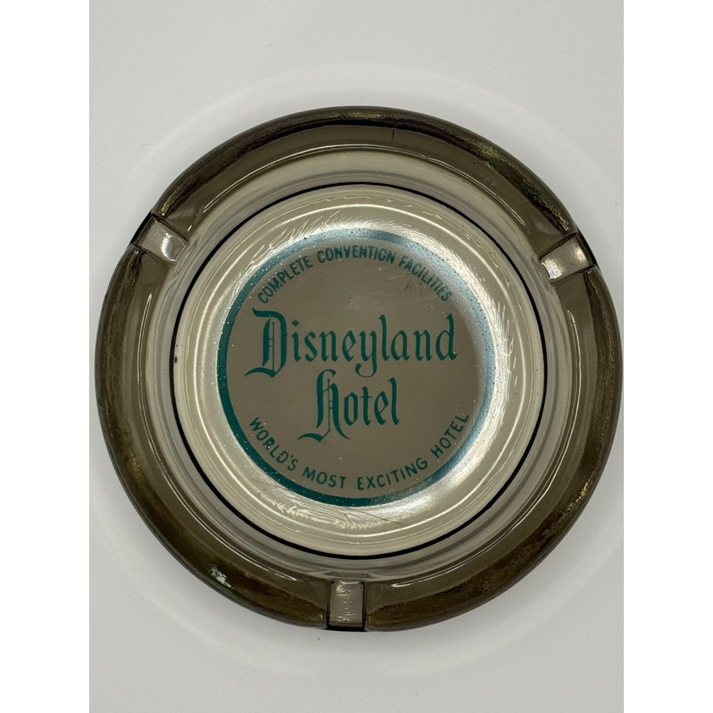 Vintage DISNEYLAND HOTEL Souvenir ASHTRAY Smoke GLASS 4" ROUND 1950s 1960s